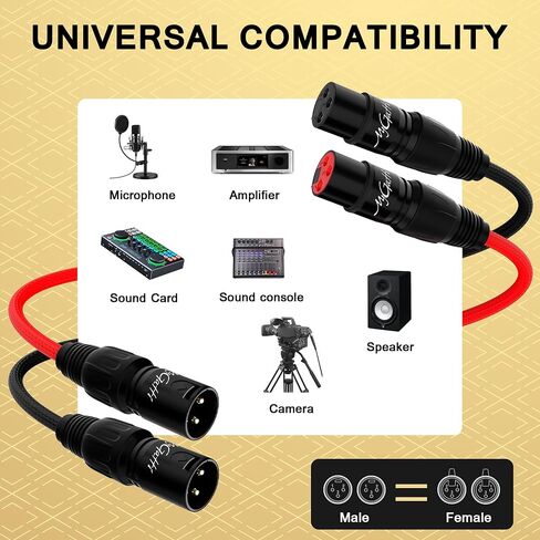 كابلات XLR Snake ذات قناتين بطول 10 أقدام، كابل ميكروفون XLR ملون ذكر إلى أنثى مع مرمز بالألوان، للتسجيل والاستديوهات والبث المباشر والخلاطات وأنظمة IEM والميكروفون in Kuwait