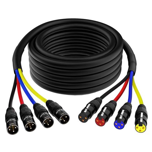 كابلات XLR Snake ذات قناتين بطول 10 أقدام، كابل ميكروفون XLR ملون ذكر إلى أنثى مع مرمز بالألوان، للتسجيل والاستديوهات والبث المباشر والخلاطات وأنظمة IEM والميكروفون in Kuwait