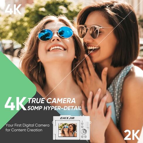 4K Digital Camera for Photography- 50MP Autofocus Vlogging Camera with 2.8" 180°Flip Screen, 18X Digital Zoom- Compact Point and Shoot Camera with 32GB TF for YouTube, Travel, Beginners, Pink in Saudi Arabia