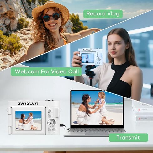 4K Digital Camera for Photography- 50MP Autofocus Vlogging Camera with 2.8" 180°Flip Screen, 18X Digital Zoom- Compact Point and Shoot Camera with 32GB TF for YouTube, Travel, Beginners, Pink in Saudi Arabia