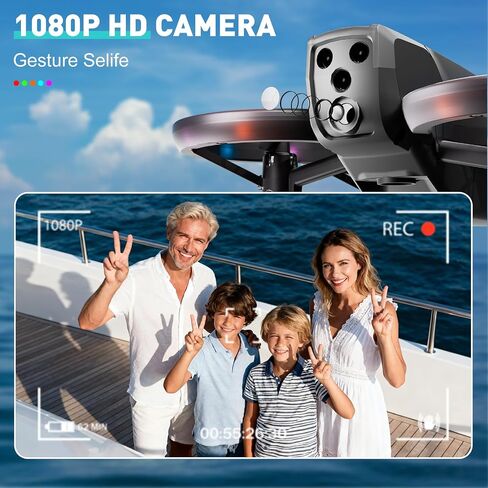 طائرة بدون طيار صغيرة للأطفال والمبتدئين مع ضوء LED رائع - طائرة بدون طيار مع كاميرا 1080HD، قلاب ثلاثي الأبعاد، تثبيت الارتفاع، وضع مقطوعة الرأس، 3 أوضاع للسرعة، ألعاب هدايا للأطفال سهلة الطيران مع بطاريتين للأولاد والبنات (أبيض) in Kuwait