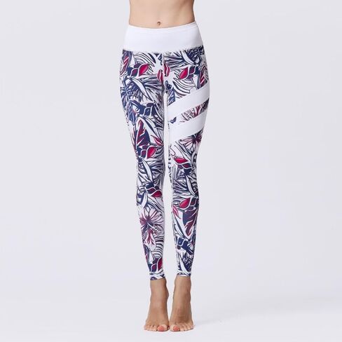 سراويل اليوغا النسائية عالية الخصر المطبوعة تجريب الجوارب سليم صالح طماق Activewear مع التحكم في البطن وتصميم تمتد in Saudi Arabia