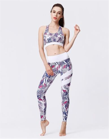 سراويل اليوغا النسائية عالية الخصر المطبوعة تجريب الجوارب سليم صالح طماق Activewear مع التحكم في البطن وتصميم تمتد in Saudi Arabia