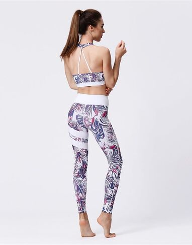 سراويل اليوغا النسائية عالية الخصر المطبوعة تجريب الجوارب سليم صالح طماق Activewear مع التحكم في البطن وتصميم تمتد in Saudi Arabia