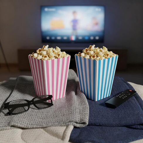 Luozzy 24 PCS Pink Blue Stripcorn Boxes Paper for Movie Movie Snack Containers in Saudi Arabia
