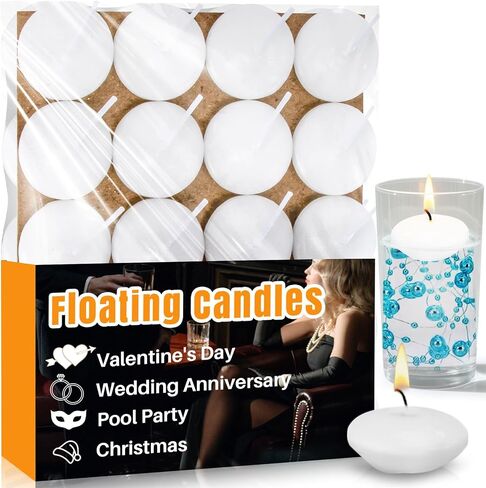 White Floating Candles - 30 PCS Small Floating Candles for Centerpieces Unscented Dripless Wax Burning for Home Decorations, Weddings, Parties, Holiday, Special Occasions and Christmas in Saudi Arabia