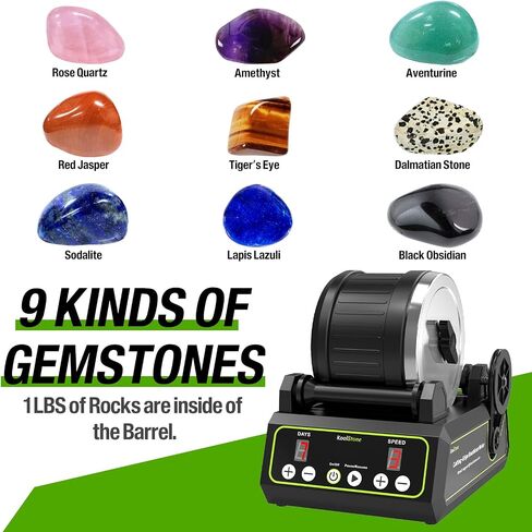 C1 Rock Tumbler Kit - Professional Large 2.5LB Capacity, Up to 5X More Noise Cancelling, Adjustable Timer & Speed with Full Accessories & Memory Function, Ideal for Adults Kids in Saudi Arabia