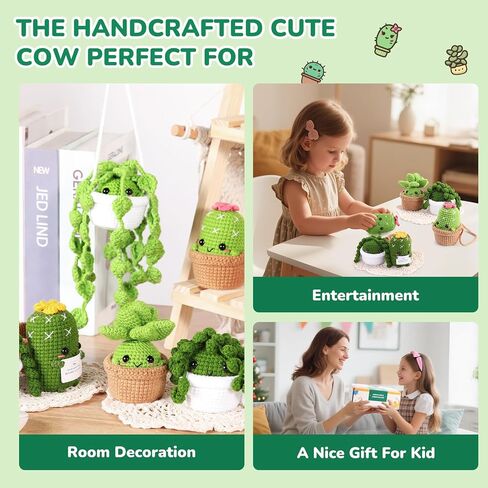 Imcrasy Crochet Kit | Crochet Kit for Beginners | Beginner Crochet Kit with Step by Step Video Lessons | 6 PC Potted Plants and Succulent Family Crochet Kit with Crochet Accessories(40%+ Yarn) in Saudi Arabia
