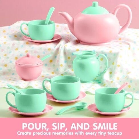Joyin 18pcs Play Play Play Party Party Play Play Food Accessories BPA Free ، Phthalates Free ، Tea Tea Plastic ، Mini Kitchen for Kids ، Homes for Toddler Boys Girls Ages 3 4 5 6 years in Saudi Arabia