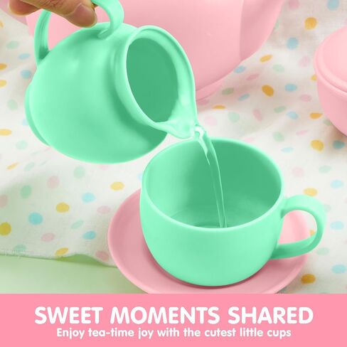 Joyin 18pcs Play Play Play Party Party Play Play Food Accessories BPA Free ، Phthalates Free ، Tea Tea Plastic ، Mini Kitchen for Kids ، Homes for Toddler Boys Girls Ages 3 4 5 6 years in Saudi Arabia