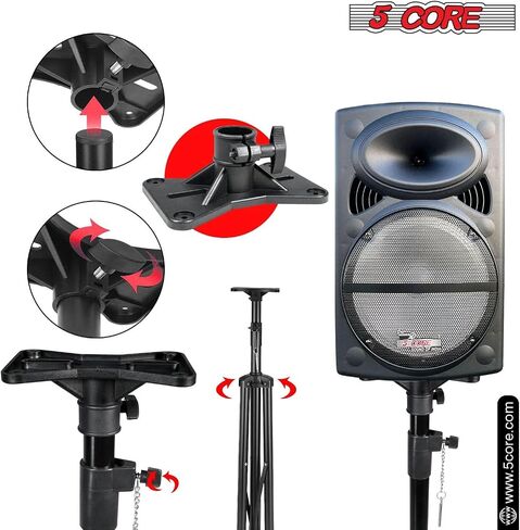 5 Core Adjustable Speaker Stand Tripod – Height 40 to 72 Inches, Max Load 100 lbs Heavy Duty Portable PA DJ Studio Monitor Mount w 35mm Compatible Insert for Stage & Home Use (Black) – SS ECO 1PK BLK in Saudi Arabia