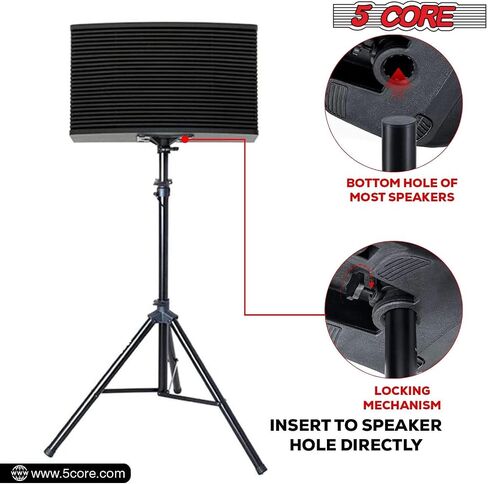 5 Core Adjustable Speaker Stand Tripod – Height 40 to 72 Inches, Max Load 100 lbs Heavy Duty Portable PA DJ Studio Monitor Mount w 35mm Compatible Insert for Stage & Home Use (Black) – SS ECO 1PK BLK in Saudi Arabia