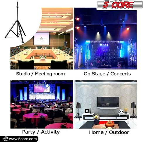 5 Core Adjustable Speaker Stand Tripod – Height 40 to 72 Inches, Max Load 100 lbs Heavy Duty Portable PA DJ Studio Monitor Mount w 35mm Compatible Insert for Stage & Home Use (Black) – SS ECO 1PK BLK in Saudi Arabia