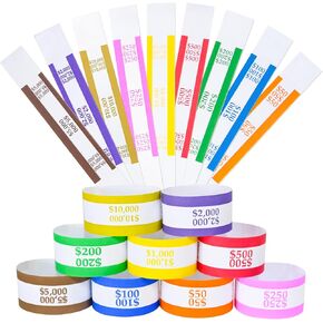 أشرطة العملة-أغلفة الفواتير ، نطاقات المال لتنظيم الفواتير ، ألوان ABA القياسية ، اللصق الذاتي ، 7.5 × 1.15 بوصة (100 دولار / أزرق) (أزرق-100 دولار) in Kuwait