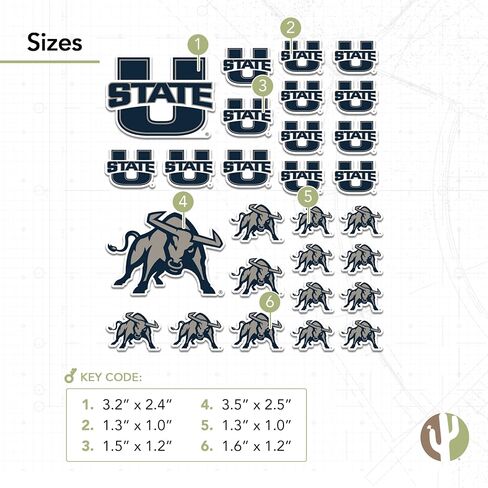Desert Cactus Utah State University Sticker USU Aggies Sticker Vinyl Decals Laptop Water Bottle Car Scrapbook Sheet T1 (Type 1-1) in Saudi Arabia