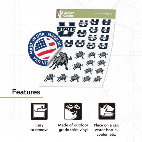 Desert Cactus Utah State University Sticker USU Aggies Sticker Vinyl Decals Laptop Water Bottle Car Scrapbook Sheet T1 (Type 1-1) in Saudi Arabia