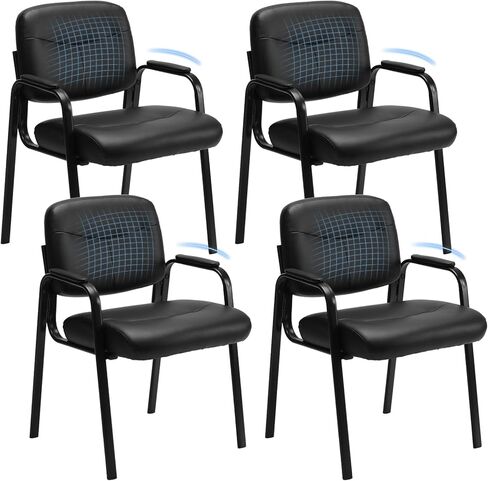 Sweetcrispy Office Office Cairs No Wheels مجموعة من 6 ، كراسي غرفة انتظار ثابتة مع أذرع مبطنة لكبار السن في لوبي صالون الجدول in Kuwait