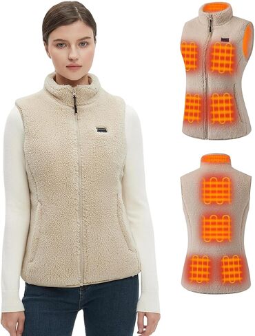 Fuzzy Heated Vest for Women with 16000mAh 7.4V Battery Pack Included, Sherpa Heated Vest Women, Fleece Heating Vests in Saudi Arabia