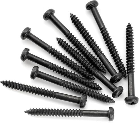 براغي خشبية من Musiclily Ultra Metric M2.5x25mm من الفولاذ المقاوم للصدأ للتركيب على شكل نصف خيط فيليبس للجيتار الكهربائي، أسود (مجموعة من 10) in Saudi Arabia