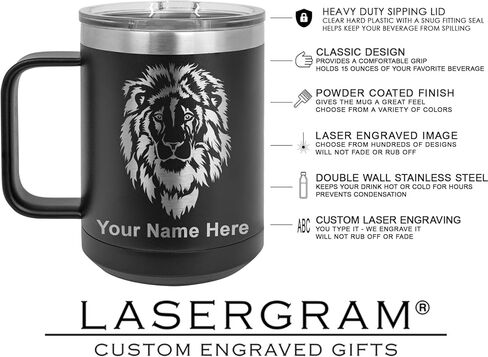 كوب سفر معزول بالفراغ سعة 20 أونصة من LaserGram بمقبض، آية من الكتاب المقدس فيلبي 4-13، يتضمن نقشًا شخصيًا (أزرق داكن) in Saudi Arabia