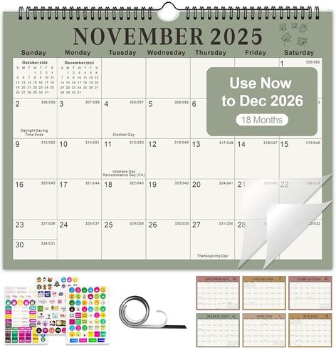 Gannyfer 2025 التقويم الحائط ، تقويم الحائط الكبير يوليو 2024 -Dec 2025 ، 18 شهرًا 17 "x22" تقويم سنوي مع غطاء بلاستيكي ، ورق سميك ، تقويمات شهرية معلقة للمدرسة المنزلية ، أو المكتب - الأزهار الحكومية (6 ملصقات مضحكة) in Kuwait