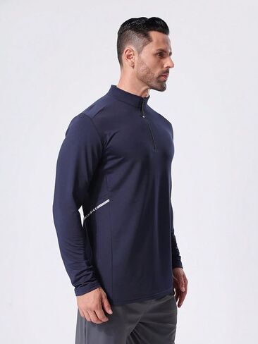 Men's High-Performance Half-Zip Long-Sleeve Quick-Dry Athletic Sweatshirt for Fitness, Running in Saudi Arabia