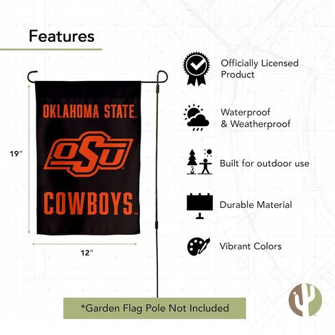 Desert Cactus Oklahoma State University OSU Garden Flag – 19 x 12 inch Oklahoma State Cowboys Banner, For Outdoor Display and Events (Design C) in Saudi Arabia