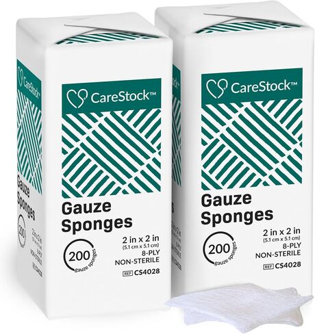Gauze Sponge 2x2 [200 Count] Non-Sterile Gauze Pads, 8-Ply, Medical Grade Cotton Wound Dressing for First Aid Kit in Kuwait