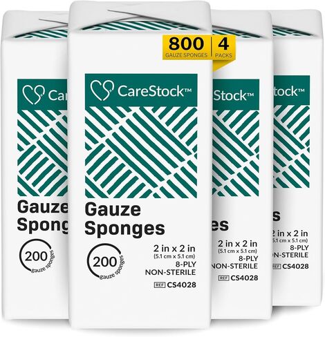 Gauze Sponge 2x2 [200 Count] Non-Sterile Gauze Pads, 8-Ply, Medical Grade Cotton Wound Dressing for First Aid Kit in Kuwait