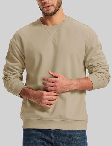 MAGCOMSEN Men's Crewneck Sweatshirt Sherpa Lined Casual Fleece Pullover Thermal Winter Warm Heavyweight Cotton SweatShirts in Saudi Arabia