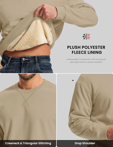 MAGCOMSEN Men's Crewneck Sweatshirt Sherpa Lined Casual Fleece Pullover Thermal Winter Warm Heavyweight Cotton SweatShirts in Saudi Arabia