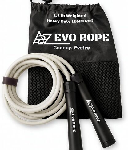 EVO Rope | Premium Weighted Jump Rope for Women – 1.1 lb, 10mm Heavy-Duty Fitness Rope for Full-Body Sculpting, Cardio & Fat Burn | Quick-Adjust Design Fits All Heights | Perfect for HIIT, CrossFit, Boxing, MMA, Muay Thai & Home Workouts | Includes Mesh C in Saudi Arabia