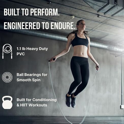 EVO Rope | Premium Weighted Jump Rope for Women – 1.1 lb, 10mm Heavy-Duty Fitness Rope for Full-Body Sculpting, Cardio & Fat Burn | Quick-Adjust Design Fits All Heights | Perfect for HIIT, CrossFit, Boxing, MMA, Muay Thai & Home Workouts | Includes Mesh C in Saudi Arabia