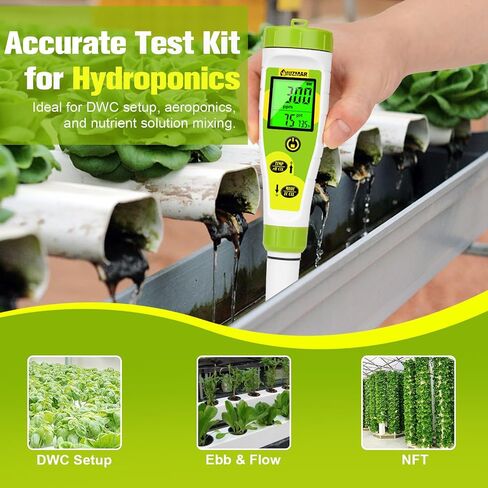 UIUZAMR pH Meter for Hydroponics PPM EC Meter for Water Hydroponics Simultaneously Display Tester for Plant Nutrients pH Conductivity Meter for Reservoir Tank Hydroponic Water System in Saudi Arabia
