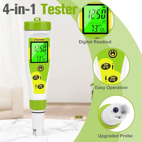 UIUZAMR pH Meter for Hydroponics PPM EC Meter for Water Hydroponics Simultaneously Display Tester for Plant Nutrients pH Conductivity Meter for Reservoir Tank Hydroponic Water System in Saudi Arabia
