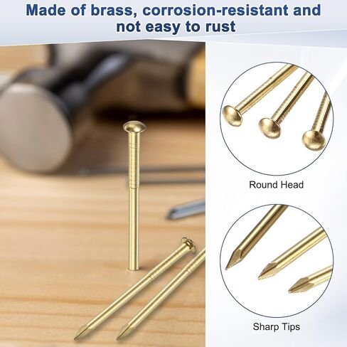 100-Pack Small Tiny Nails, 2.8mm x 25mm Brass Precision MIni Nails Hardware Round Head for Wooden/DIY Crafts Decorative/Household Accessories/Picture Hanging in Saudi Arabia