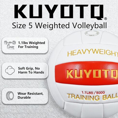 KUYOTQ 1.1 LBS Official Size 5 Blue Composite Leather Weighted Heavy Volleyball Serve Trainer Setter Volleyball (Deflated) in Kuwait