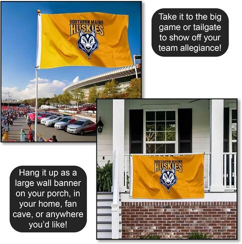 College Flags & Banners Co. Southern Maine Huskies Wordmark Logo Large Grommet Banner Flag in Saudi Arabia