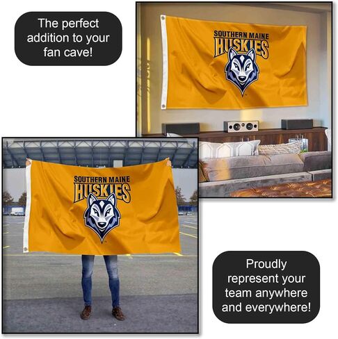College Flags & Banners Co. Southern Maine Huskies Wordmark Logo Large Grommet Banner Flag in Saudi Arabia
