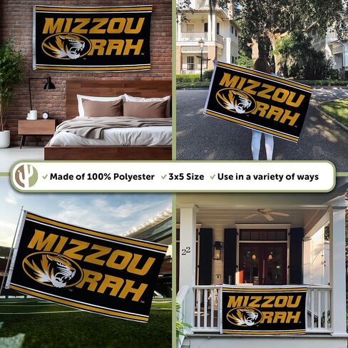 Desert Cactus University of Missouri UM Flag - 3 x 5 Feet Tigers Banner, Indoor/Outdoor Durable Fabric, 100% Polyester Design (Style A) in Saudi Arabia