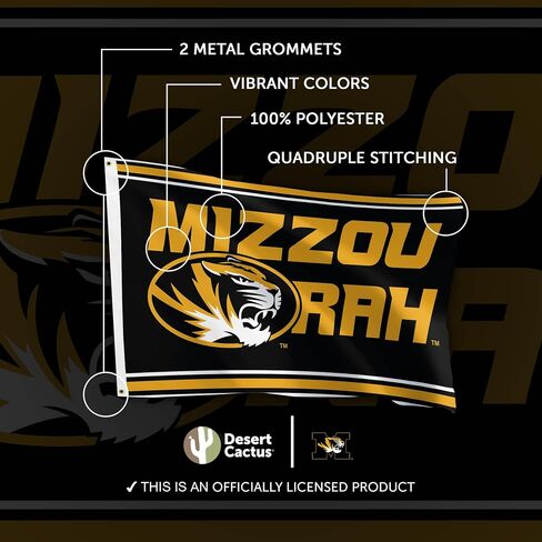 Desert Cactus University of Missouri UM Flag - 3 x 5 Feet Tigers Banner, Indoor/Outdoor Durable Fabric, 100% Polyester Design (Style A) in Saudi Arabia