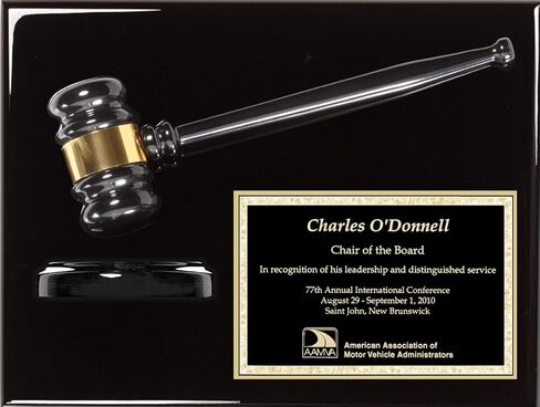 Premium Rosewood Gavel and Block Plaque – 9x12 Inch Recognition Award with Black Brass Plate and Free Custom Engraving for Legal or Corporate Honors in Saudi Arabia