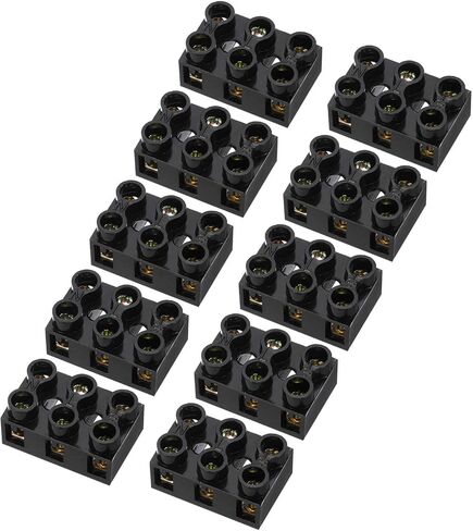 MECCANIXITY 10pcs Dual Row Terminal Block, 2 Positions 500V 10A Screw Terminals Strip, Cable Barrier Block Strip for Home Appliances, Electronic Circuits, Black in Saudi Arabia