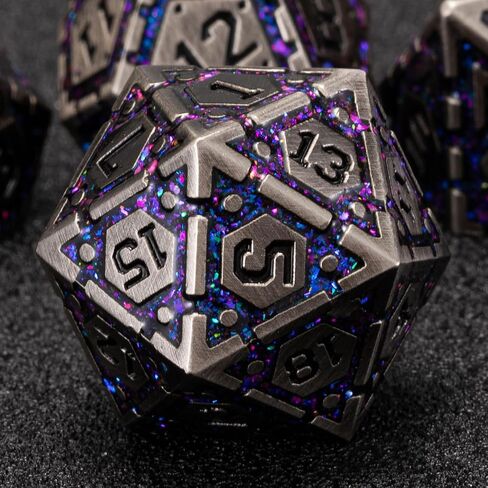 DND Metal Dice Set, Polyhedral Dice Set for RPG D&D Dice with Cracks Dungeons and Dragons Dice Set for RPG TTRPG D&D Die with Gift Case(Black Nickel Red) in Saudi Arabia