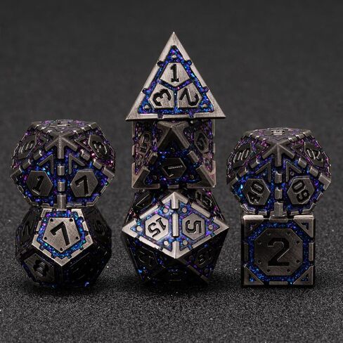 DND Metal Dice Set, Polyhedral Dice Set for RPG D&D Dice with Cracks Dungeons and Dragons Dice Set for RPG TTRPG D&D Die with Gift Case(Black Nickel Red) in Saudi Arabia