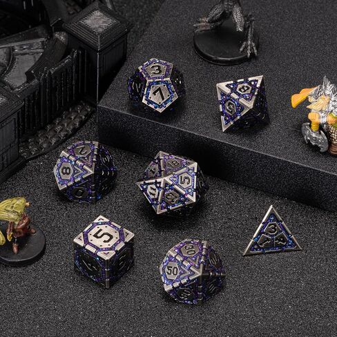 DND Metal Dice Set, Polyhedral Dice Set for RPG D&D Dice with Cracks Dungeons and Dragons Dice Set for RPG TTRPG D&D Die with Gift Case(Black Nickel Red) in Saudi Arabia