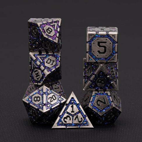 DND Metal Dice Set, Polyhedral Dice Set for RPG D&D Dice with Cracks Dungeons and Dragons Dice Set for RPG TTRPG D&D Die with Gift Case(Black Nickel Red) in Saudi Arabia