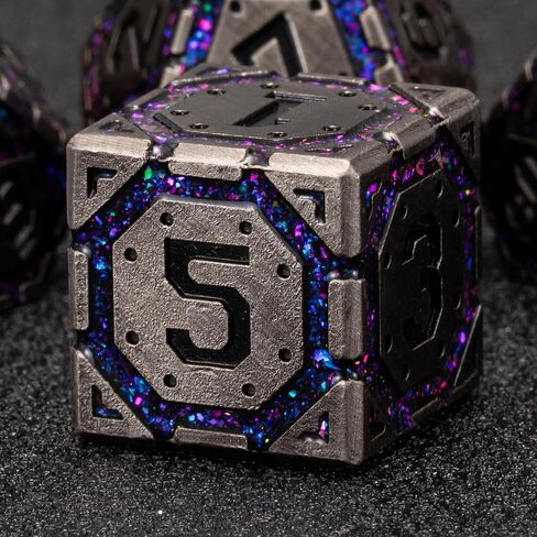 DND Metal Dice Set, Polyhedral Dice Set for RPG D&D Dice with Cracks Dungeons and Dragons Dice Set for RPG TTRPG D&D Die with Gift Case(Black Nickel Red) in Saudi Arabia