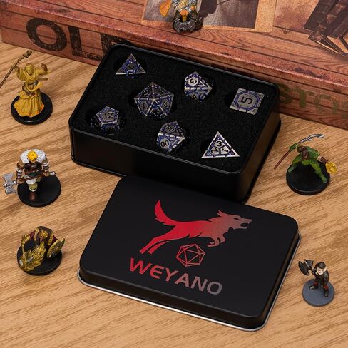 DND Metal Dice Set, Polyhedral Dice Set for RPG D&D Dice with Cracks Dungeons and Dragons Dice Set for RPG TTRPG D&D Die with Gift Case(Black Nickel Red) in Saudi Arabia
