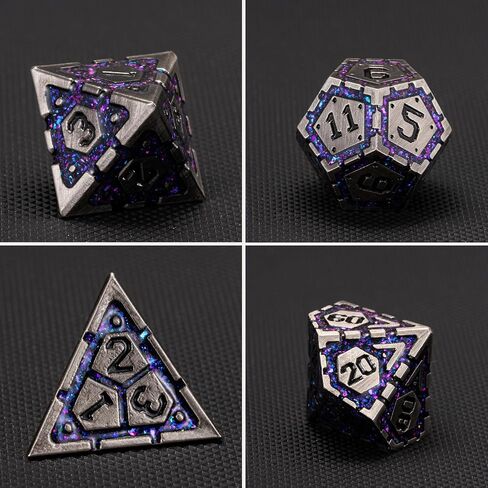 DND Metal Dice Set, Polyhedral Dice Set for RPG D&D Dice with Cracks Dungeons and Dragons Dice Set for RPG TTRPG D&D Die with Gift Case(Black Nickel Red) in Saudi Arabia